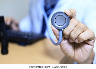 Doctor use steththoscope to examination patient for diagnosis and treatment.