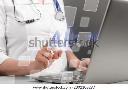 Doctor using AI. Artificial intelligence in medicine, health, healthcare. Medical technology concept