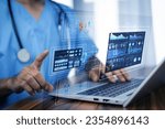 Doctor using computer backup data on Cloud Computer technology and storage online for computer, computer backup storage data Internet technology backup online document, backup data concept