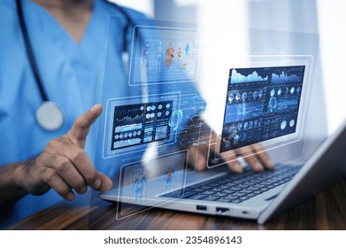 Doctor using computer backup data on Cloud Computer technology and storage online for computer, computer backup storage data Internet technology backup online document, backup data concept - Powered by Shutterstock