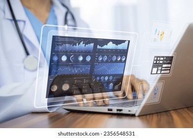 Doctor using computer backup data on Cloud Computer technology and storage online for computer, computer backup storage data Internet technology backup online document, backup data concept