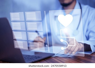 Doctor using computer backup data on Cloud Computer technology and storage online for computer, computer backup storage data Internet technology backup online document, backup data concept