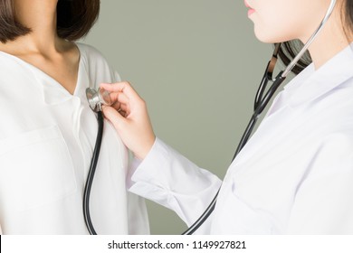 Doctor Is Using A Stethoscope For Patients Patient Examination. To Hear The Heart Rate, For Patients With Heart Disease.