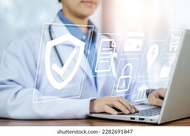Doctor using technology document management on computer system management for cardiologist Specialist in treating heart disease for treatment in hospital , DMS document management concept - Powered by Shutterstock - Get 15% off with code: PIKWIZARD15