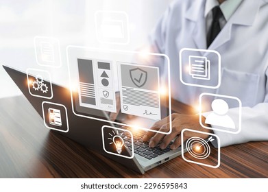 Doctor using technology document management on computer system management for cardiologist Specialist in treating heart disease for treatment in hospital , DMS document management concept - Powered by Shutterstock
