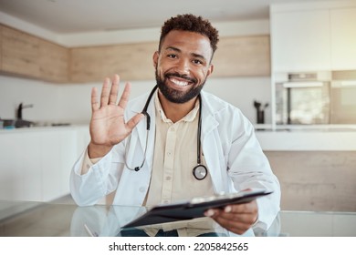 Doctor, Video Call And Consultant In Telehealth Of A Black Man In Healthcare, Diagnosis Or Medical Advice. Portrait Of A African Male Health Expert In Online Consultation For Checkup Or Appointment