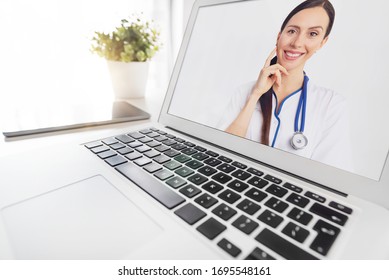 Doctor video chat consultation. Telemedicine or telehealth concept.
