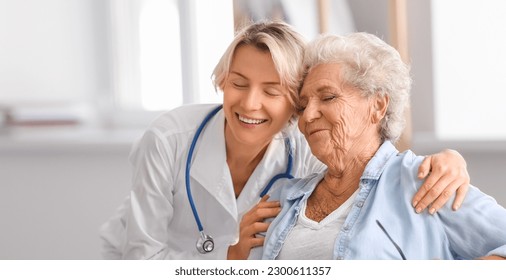 Doctor visiting happy senior woman at home - Powered by Shutterstock