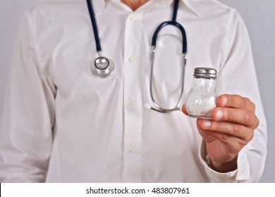 Doctor Warning About Salt. Health Care Concept, Hypertension Prevention