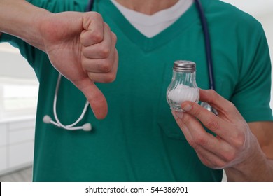 Doctor Warning About Salt. Health Care Concept, Hypertension Prevention