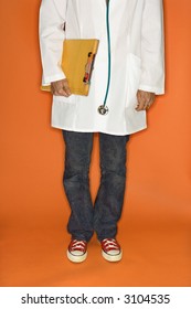 Doctor Wearing Jeans And Sneakers.