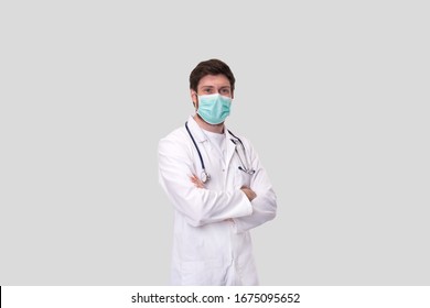 Doctor Wearing Medical Mask Isolated. 