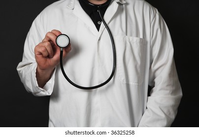 Doctor In White Coat With Stethoscope