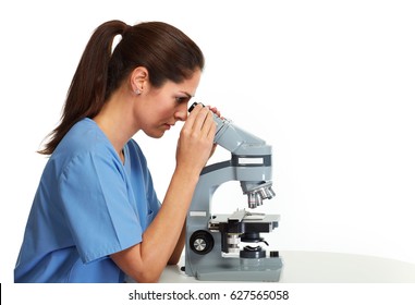 Doctor Woman With Microscope