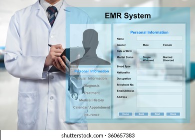 Doctor Working With EMR - Electronic Medical Record System