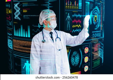 doctor working with futuristic floating screen - Powered by Shutterstock