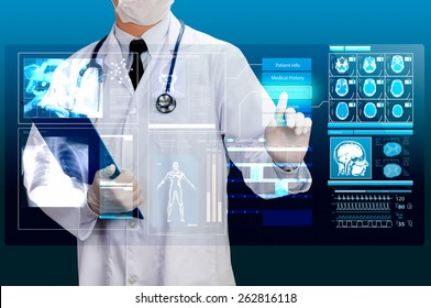 doctor working on healthcare transparency screen - Powered by Shutterstock