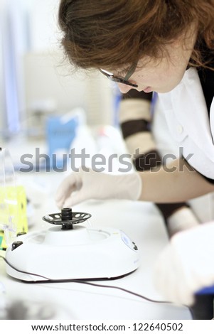 Doctor working with test samples