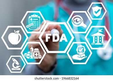 Doctor Writing Marker A FDA Abbreviation On Virtual Touch Screen. Concept Of FDA Approved. Food And Drug Administration.