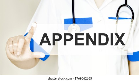 Doctor Writing Word Appendix With Hands, Medical Concept.