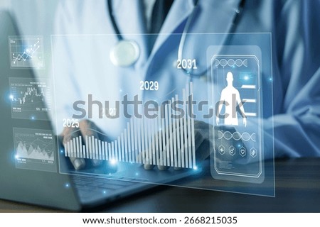 Doctors apply AI and Artificial intelligence for digital health analysis, optimizing medical data and improving patient care outcomes