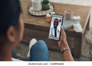 Doctors are available at the tap of a finger. Shot of an unrecognizable person on a videocall with a doctor. - Powered by Shutterstock