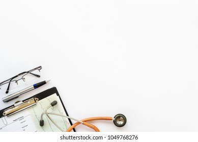 Doctors Desk With Health Chart Stetoscope