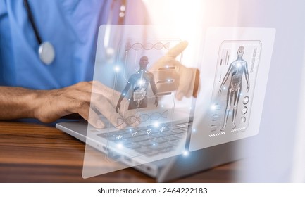 Doctors efficiently assess patient health by reviewing medical data on the computer, ensuring accurate diagnosis and treatment. - Powered by Shutterstock