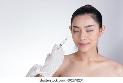 Doctors Hand Making Injection Girls Face Stock Photo 692248234 ...