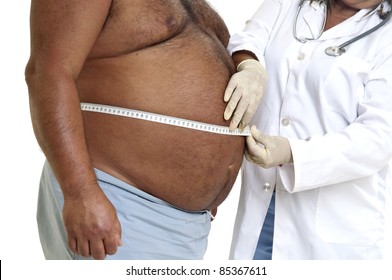 Doctor's Hand With Very Fat Male Patient