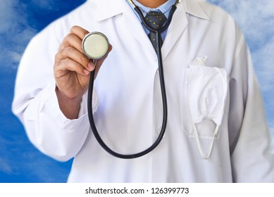 Doctors Lab White Coat With Sky Background