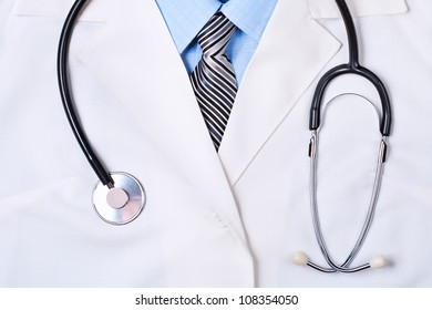 Doctors Lab White Coat With Stethoscope