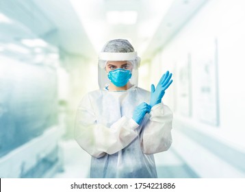 Doctors in the protective suits and masks are ready for examining the infected aging in the control area of hospital. - Shutterstock ID 1754221886
