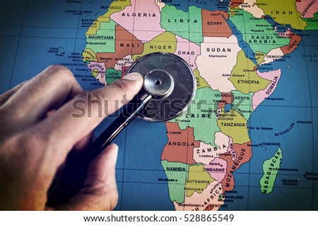 Doctor's stethoscope over africa healthcheck