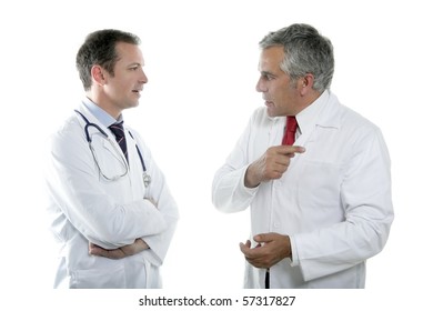 Doctors Team Talking Expertise Senior Tie White Background