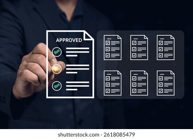 Document approval process in business workflow management office setting digital