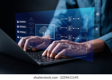 Document in Cloud computing Management System, online documentation database and process automation to efficiently manage files, documentation in enterprise. Corporate business technology, DMS - Shutterstock ID 2259611145