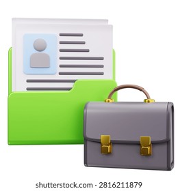 Document Folder Briefcase 3D Illustrations