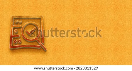Document form with a magnifying glass and checkmark symbol representing quality control and data verification