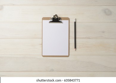 Document Holder Folder And Pen On White Wooden Background