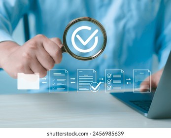 Document Management Checking System, online documentation database and process manage files, Magnifier check and focus to document folder, documentation.