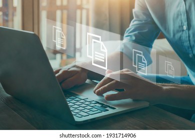 document management concept with icons on virtual screen, ERP - Shutterstock ID 1931714906