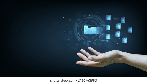 Document management system concept. Document management information system icon on the hand. organize, and manage digital documents. Centralized repository for storage, and distribution. - Powered by Shutterstock