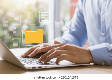 Document Management System Concept, Virtual Screen Icon. Document Storage System DMS Online Database, Software For Efficient Management Of Company Files And Data.