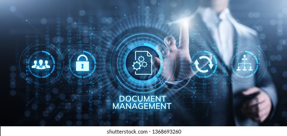 Document management system digital right management business technology concept.