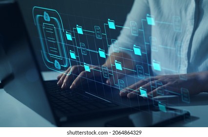 Document Management System (DMS). Automation software to archiving and efficiently manage  and information files. Internet Technology Concept. - Shutterstock ID 2064864329