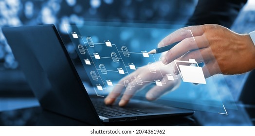 Document Management System (DMS). Automation software to archiving and efficiently manage and information files. Internet Technology Concept.

 - Shutterstock ID 2074361962