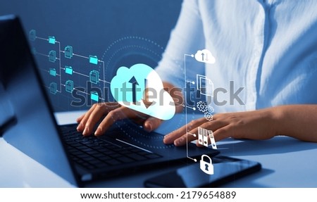 Document Management System (DMS). Automation software to archiving and efficiently manage and information files. Internet  and service for cloud data transfer technology.