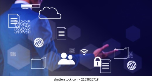Document Management System DMS Enterprise Content Management ECM For Company Digital Transformation Paperless Workflow, Better Data Search Store Share And Security System Cloud Technology.