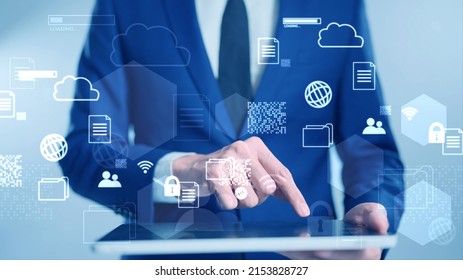 Document Management System DMS Enterprise Content Management ECM For Company Digital Transformation Paperless Workflow, Better Data Search Store Share And Security System Cloud Technology.
